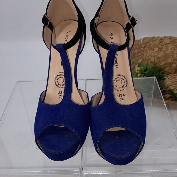 Vittorio D'Firenze Blossom Carina-76 Faux Suede T-strap Peep-toe Platform Stilet - Picture 3 of 12